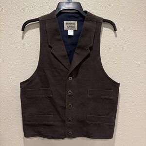 Frontier Classics Vest Mens Size Small Brown Canvas‎ Waistcoat Lined Western NWT
